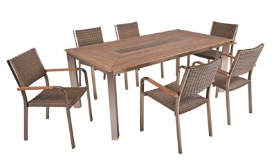 Garten-Sitzgruppe ARMIN 7tlg. Kunststoffgeflecht Braun Gartenm?bel-Set Gartengarnitur