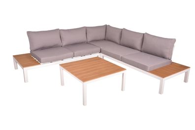 Gartenloungeset ALVAR 4tlg. Kunststoff Grau Gartenmöbel Set Garten Loungegruppe