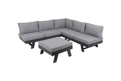 Gartenloungeset ANDERS 3tlg. Alu/Polyester inkl. Auflagen Grau Gartenmöbel Set Garten