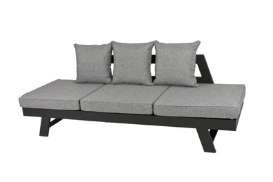 Gartensofa BEN Alu/Polyester inkl. Auflagen Grau Gartenliege Sonnenliege