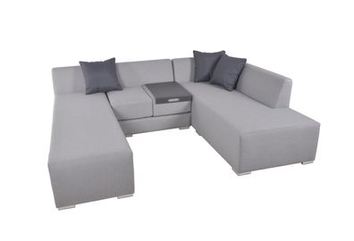 Gartenloungeset BERT 3tlg. Alu/Polyester inkl. Auflagen Grau Gartenmöbel Set Garten