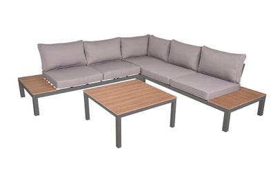 Gartenloungeset BENNO 4tlg. Kunststoff Grau Gartenmöbel Set Garten Loungegruppe