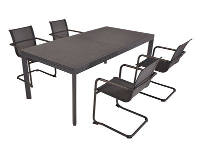 Garten-Sitzgruppe CARLA 5-tlg. Kunststoff Grau Gartenmöbel-Set Gartengarnitur