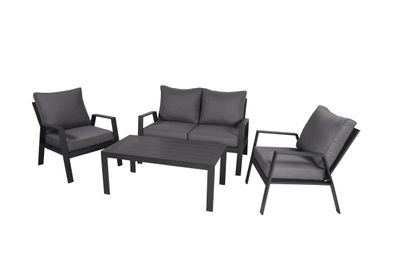 Gartenloungeset CARMEN 4-tlg Polyester Grau Gartenmöbel Set Garten Loungegruppe