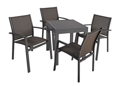Garten-Sitzgruppe CHIARA 5-tlg. Kunststoff Dunkelgrau Gartenm?bel-Set Gartengarnitur