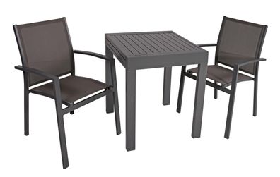 Garten-Sitzgruppe CHIARA 3-tlg. Kunststoff Dunkelgrau Gartenmöbel-Set Gartengarnitur