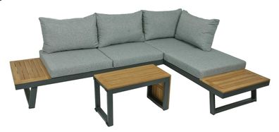 Gartenloungeset CONRAD 3-tlg Akazie Grau Gartenmöbel Set Garten Loungegruppe