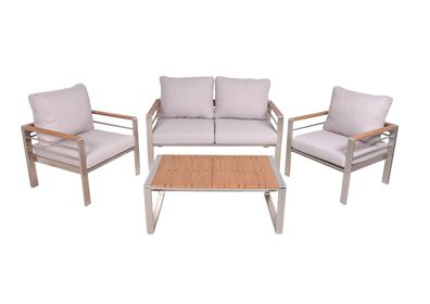 Gartenloungeset CORNEL 4-tlg. Kunststoff Braun Gartenmöbel Set Garten Loungegruppe