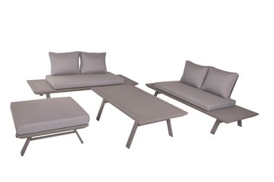 Gartenloungeset CESAR 4-tlg Aluminium Hellgrau Gartenmöbel Set Garten Loungegruppe