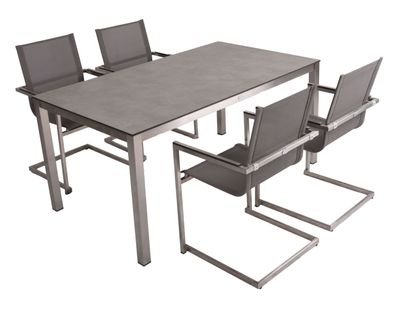 Garten-Sitzgruppe DIETER 5-tlg. Kunststoff Grau Gartenmöbel-Set Gartengarnitur