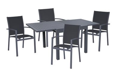 Garten-Sitzgruppe DORIAN 5-tlg. Kunststoff Dunkelgrau Gartenm?bel-Set Gartengarnitur