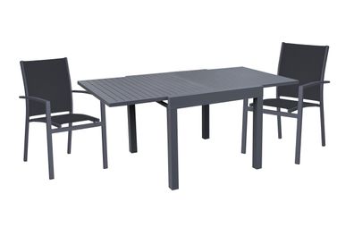 Garten-Sitzgruppe DORIAN 3-tlg. Kunststoff Dunkelgrau Gartenmöbel-Set Gartengarnitur