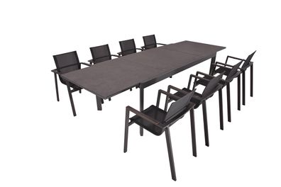 Garten-Sitzgruppe EIKE 9-tlg. Kunststoff Dunkelgrau Gartenm?bel-Set Gartengarnitur