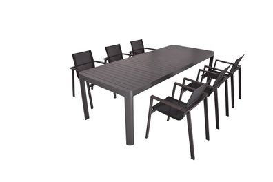 Garten-Sitzgruppe ENZO 7-tlg. Kunststoff Dunkelgrau Gartenm?bel-Set Gartengarnitur
