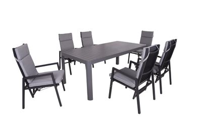 Garten-Sitzgruppe ENYA 7-tlg. Kunststoff Schwarz Gartenm?bel-Set Gartengarnitur