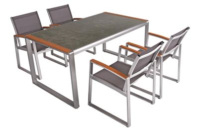 Garten-Sitzgruppe ESME 5-tlg. Kunststoff Braun Gartenm?bel-Set Gartengarnitur