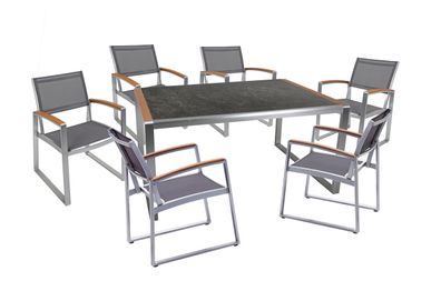 Garten-Sitzgruppe ESME 7-tlg. Kunststoff Braun Gartenm?bel-Set Gartengarnitur