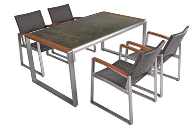 Garten-Sitzgruppe EMMY 5-tlg. Kunststoff Braun Gartenm?bel-Set Gartengarnitur