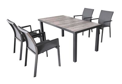 Garten-Sitzgruppe FABIO 5-tlg. Kunststoff Mittelgrau Gartenmöbel-Set Gartengarnitur