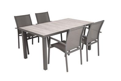Garten-Sitzgruppe FARID 5-tlg. Kunststoff Mittelgrau Gartenmöbel-Set Gartengarnitur