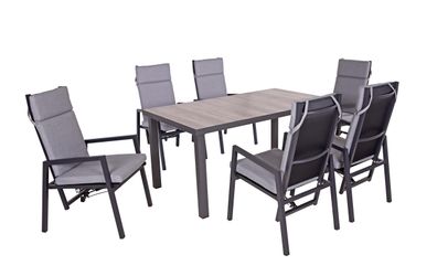 Garten-Sitzgruppe FELIX 7-tlg. Kunststoff Schwarz Gartenm?bel-Set Gartengarnitur