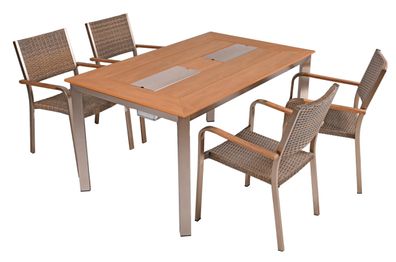 Gartenmöbel Set FIONA 5-tlg. Kunststoff Braun Gartenmöbel-Set Gartengarnitur