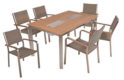 Gartenmöbel Set FIONA 7-tlg. Kunststoff Braun Gartenmöbel-Set Gartengarnitur