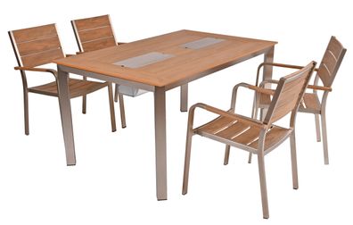 Gartenmöbel Set FRANK 5-tlg. Kunststoff Braun Gartenmöbel-Set Gartengarnitur