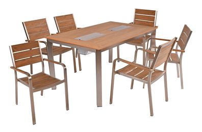 Gartenmöbel Set FRANK 7-tlg. Kunststoff Braun Gartenmöbel-Set Gartengarnitur