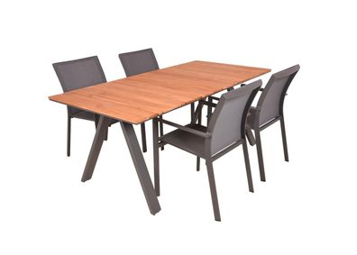 Garten-Sitzgruppe GESA 5-tlg. Teak Grau Gartenm?bel-Set Gartengarnitur