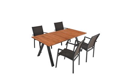 Garten-Sitzgruppe GEORG 5-tlg. Teak Dunkelgrau Gartenm?bel-Set Gartengarnitur