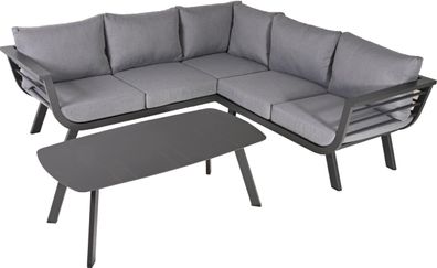 Gartenloungeset GERRIT Alu/Polyester Grau Gartenmöbel Set Garten Loungegruppe