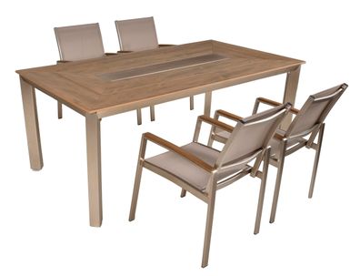 Garten-Sitzgruppe HANNE 5-tlg. Kunststoff Grau Gartenm?bel-Set Gartengarnitur