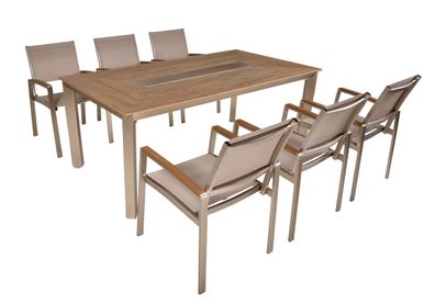 Garten-Sitzgruppe HANNE 7-tlg. Kunststoff Grau Gartenmöbel-Set Gartengarnitur