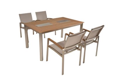 Garten-Sitzgruppe HANS 5-tlg. Kunststoff Grau Gartenm?bel-Set Gartengarnitur