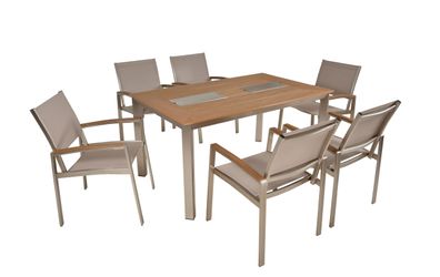 Garten-Sitzgruppe HANS 7-tlg. Kunststoff Grau Gartenm?bel-Set Gartengarnitur