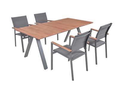 Garten-Sitzgruppe HEIKE 5-tlg. Teak Hellbraun Gartenm?bel-Set Gartengarnitur