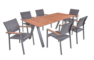 Garten-Sitzgruppe HEIKE 7-tlg. Teak Hellbraun Gartenm?bel-Set Gartengarnitur