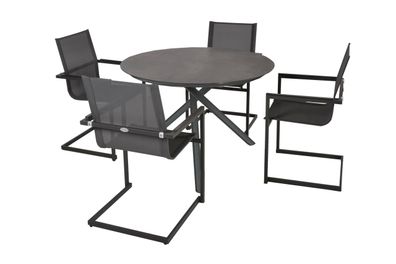 Garten-Sitzgruppe HELGA 5-tlg. Kunststoff Schwarz Gartenmöbel-Set Gartengarnitur