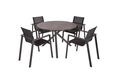 Garten-Sitzgruppe HELGA 05 5-tlg. Kunststoff Schwarz Gartenm?bel-Set Gartengarnitur