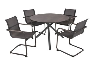 Garten-Sitzgruppe HELGA 5-tlg. Kunststoff Schwarz Gartenm?bel-Set Gartengarnitur