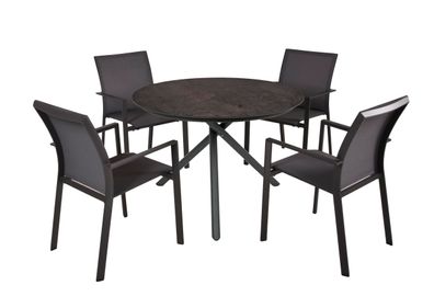 Garten-Sitzgruppe HELGA 5-tlg. Kunststoff Schwarz Gartenm?bel-Set Gartengarnitur