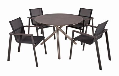 Garten-Sitzgruppe HECTOR 5-tlg. Kunststoff Schwarz Gartenm?bel-Set Gartengarnitur