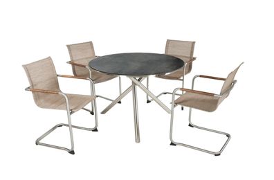 Garten-Sitzgruppe HECTOR 5-tlg. Kunststoff Sandbraun Gartenm?bel-Set Gartengarnitur