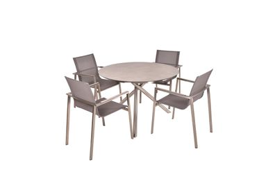 Garten-Sitzgruppe HAKON 5-tlg. Kunststoff Grau Gartenmöbel-Set Gartengarnitur