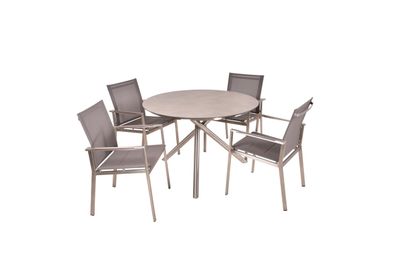 Garten-Sitzgruppe HAKON 5-tlg. Kunststoff Grau Gartenm?bel-Set Gartengarnitur