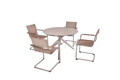 Garten-Sitzgruppe HAKON 5-tlg. Kunststoff Sandbraun Gartenmöbel-Set Gartengarnitur