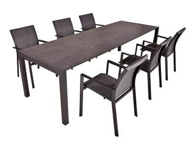 Garten-Sitzgruppe HAUKE 7-tlg. Kunststoff Grau Gartenmöbel-Set Gartengarnitur