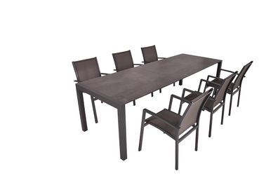Garten-Sitzgruppe HAUKE 7-tlg. Kunststoff Dunkelbraun Gartenmöbel-Set Gartengarnitur