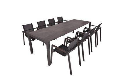 Garten-Sitzgruppe HAUKE 9-tlg. Kunststoff Schwarz Gartenm?bel-Set Gartengarnitur